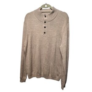 Saks Fifth Avenue Merino Wool Blend Button‎ Mock Neck Sweater XL